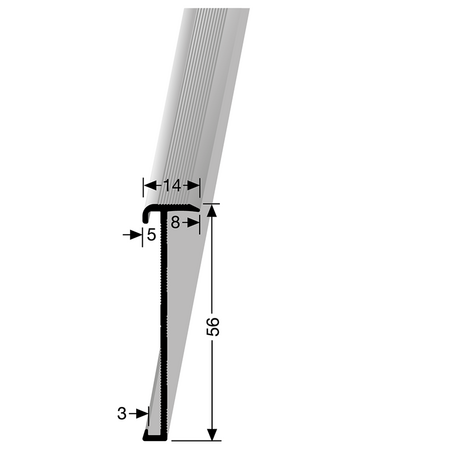 Küberit - Trapneusprofiel 846 14x56mm tbv 2-3mm PVC RVS - afbeelding 1
